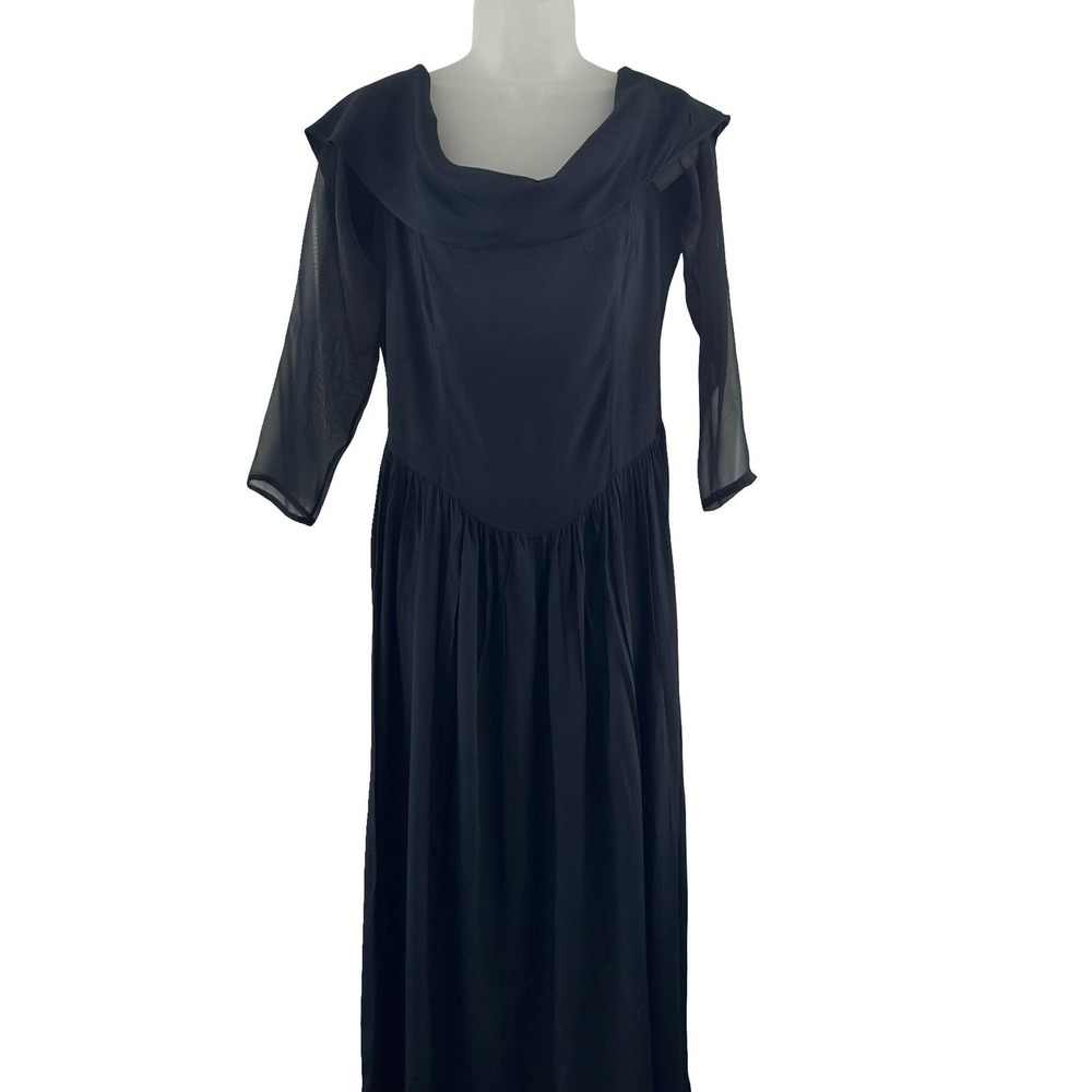 Rampage Dress Medium Black Sheer Maxi Cowl Whimsigoth Dark Romantic Y2K 90s Gown